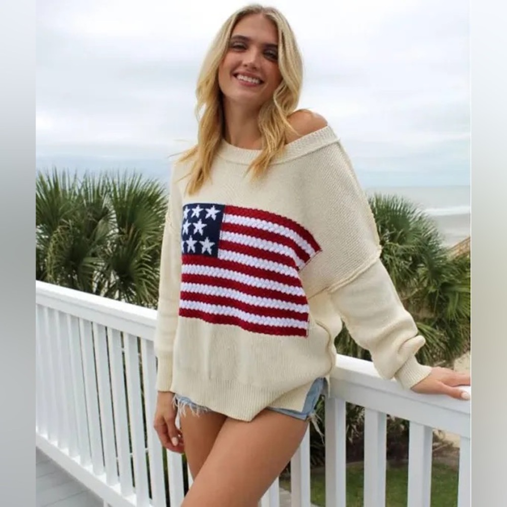 Simply Southern American flag knit sweater